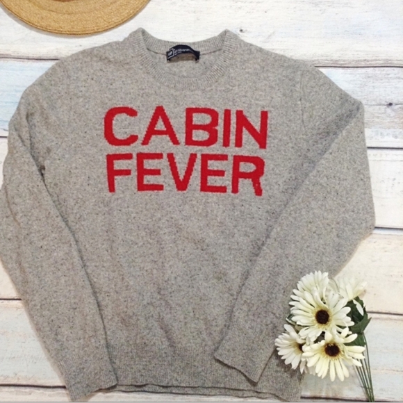 GAP Men's Medium Cabin Fever Lamb'sWool Blend Gray/Red Sweater - Picture 3 of 10